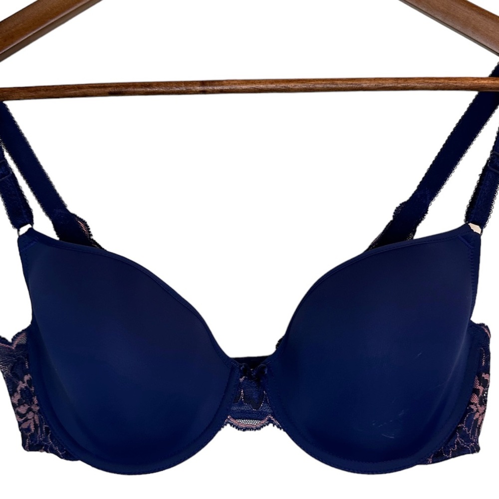 WACOAL Navy Pink Lace Bra Sz 38C